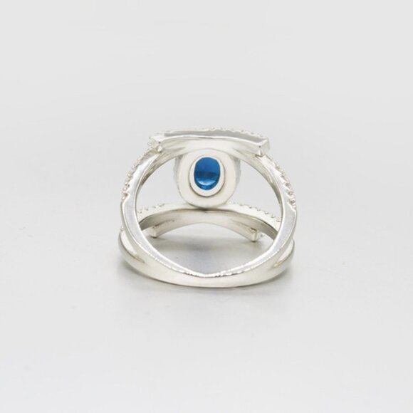 ✨ Trendy Fashion Cross Oval Royal Blue Zircon Rings for Women, EVGG1249 - Picture 2 of 5